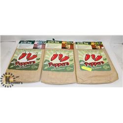 LOT OF 3 NEW 100% NATURAL PEPPER GROW BAGS.