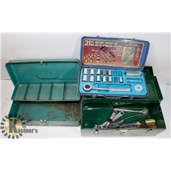 TWO SMALL METAL TOOLBOXES