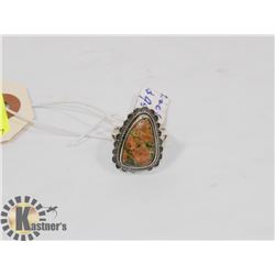 STERLING SILVER UNAKITE RING SIZE 5.75.