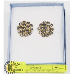 VINTAGE ESTATE BLUE CRYSTAL BLOSSOM EARRINGS