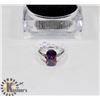 Image 1 : NEW STERLING 925/SLVR RING SZ 7 CUBIC PURPLE STONE