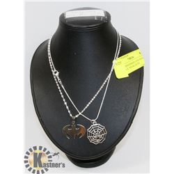 LOT OF SPIDERMAN AND BATMAN SYMBOLS  NECKLACES