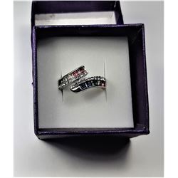 9)  MULTI COLORED NATURAL SAPPHIRE RING