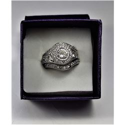 13)  EDWARDIAN STYLE WHITE TOPAZ TRIPLE