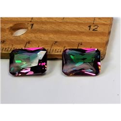 19)  LOT OF 2 MATCHED EMERALD CUT MYSTIC