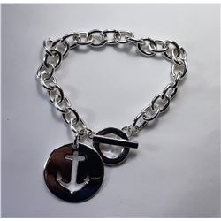 24)  SILVER TONE 8" CHAIN BRACELET WITH