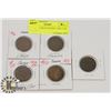 Image 1 : LOT OF 5 LARGE PENNIES, 1909, 1918, 1859,1886