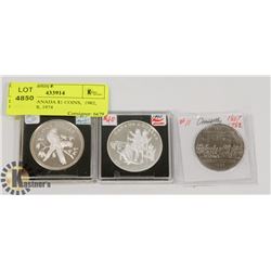 LOT OF 3 CANADA $1 COINS,  1982, 1990 SILVER, 1974