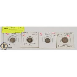 LOT OF 4 CANADA DIMES 1910, 1912, 1913, 1921