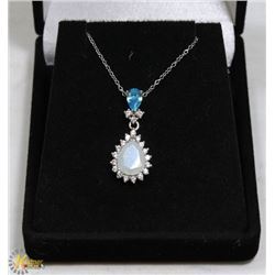 #18-AGATE & TOURMALINE & CZ PENDANT NECKLACE