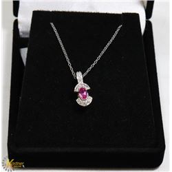 #46-PINK SAPPHIRE PENDANT NECKLACE