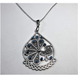 16)   SILVER TONE PEACOCK PENDANT ON