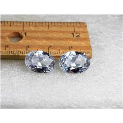 9)  LOT OF 2 MATCHED OVAL WHITE ZIRCON