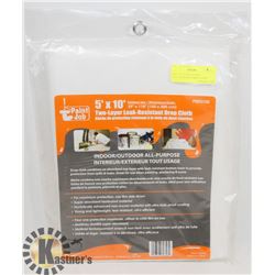 NEW! 5'X10' TWO-LAYER LEAK-RESISTANT DROP CLOTH