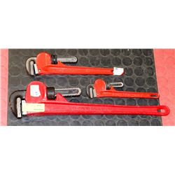 LOT OF THREE ASSORTED SIZE PIPE WRENCHES