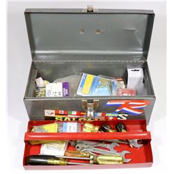 SMALL TOOLBOX WITH CONTENTS.