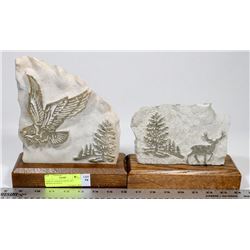 PAIR OF ALBERTA ROCK ART: MOOSE & EAGLE.