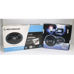 TWO 6X9 SCOSCHE 300 WATT SPEAKERS AND 10" HD