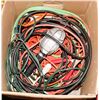 Image 1 : BOX OF JUMPER CABLES , WORK LIGHT AND CORDS