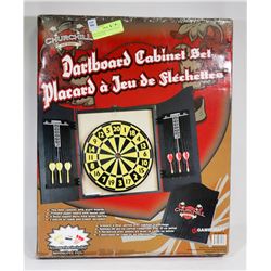 NEW DARTBOARD CABINET SET BY CHURCHILL PUB
