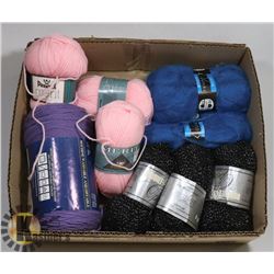 9 PACKAGES OF YARN INCL GENUINE MOHAIR BLEND