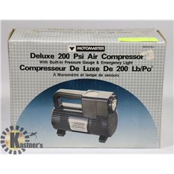 MOTOMASTER DELUXE 200 PSI AIR COMPRESSOR.