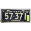 Image 1 : ALBERTA 1943 LICENSE PLATE EXP MARCH 31, 1943
