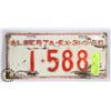 Image 1 : ALBERTA 4 DIGIT "1-588" 1950 LICENSE PLATE