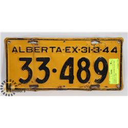 ALBERTA 1944 LICENSE PLATE EXP MARCH 31, 1944