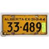 Image 1 : ALBERTA 1944 LICENSE PLATE EXP MARCH 31, 1944