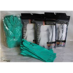 BOX OF ASSORTED MENS LONG SLEEVE SHIRTS AND RUBBER