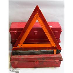 LOT OF 4 EMERGENCY WARNING SAFETY TRIANGLE KITS