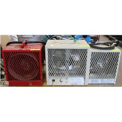 GROUP OF 3 ASSORTED 240V COMMERCIAL HEATERS