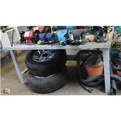 6' METAL WORKSHOP TABLE W/ ELECTRICAL PUNCH-OUTS