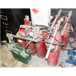 LOT OF 7 ASST METAL JERRY CANS WITH WANDS