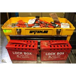 2 LOCK OUT BOXES WITH LARGE ASSORTMENT OF LOCK OUT