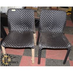2) RATTAN STYLE PAIR OF SIDE CHAIRS