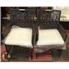 Image 1 : 9) RATTAN STYLE PAIR OF ARM CHAIRS.