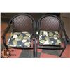 Image 1 : 2 WICKER AND WOOD PATIO CHAIRS WITH CUSHIONS