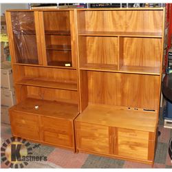 2 IKEA BILLY BOOKCASES WITH DOORS,