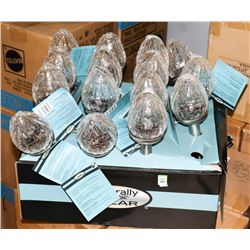 BOX OF 11 CRACKLE GLASS SOLAR LIGHTS