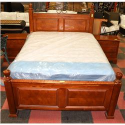 WOOD QUEEN SIZE BEDFRAME WITH 2 NIGHT STANDS AND
