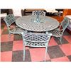 Image 1 : CAST IRON PATIO TABLE WITH 4 CHAIRS AND UMBRELLA