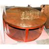 Image 1 : WOOD TONE ROUND COFFEE TABLE WITH GLASSTOP