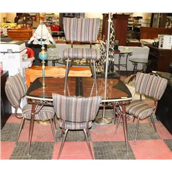 VINTAGE TABLE WITH 4 UPHOLSTERED SIDECHAIRS.