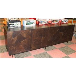 WOOD CREDENZA W/FAUX ROCK STYLE FRONT,