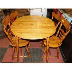 SOLID MAPLE TABLE (49"X40"X29.5") WITH 4 CHAIRS.
