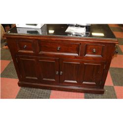 STONE TOP WOOD 2 SIDED PORTABLE ISLAND