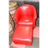 Image 1 : RED LEATHERETTE TUB CHAIR WITH OTTOMAN