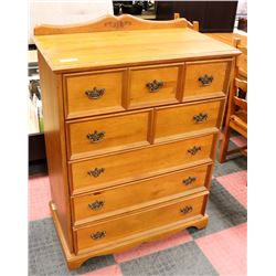 PINE 5 DRAWER CHEST OF DRAWERS, 35"X19"X47.5".